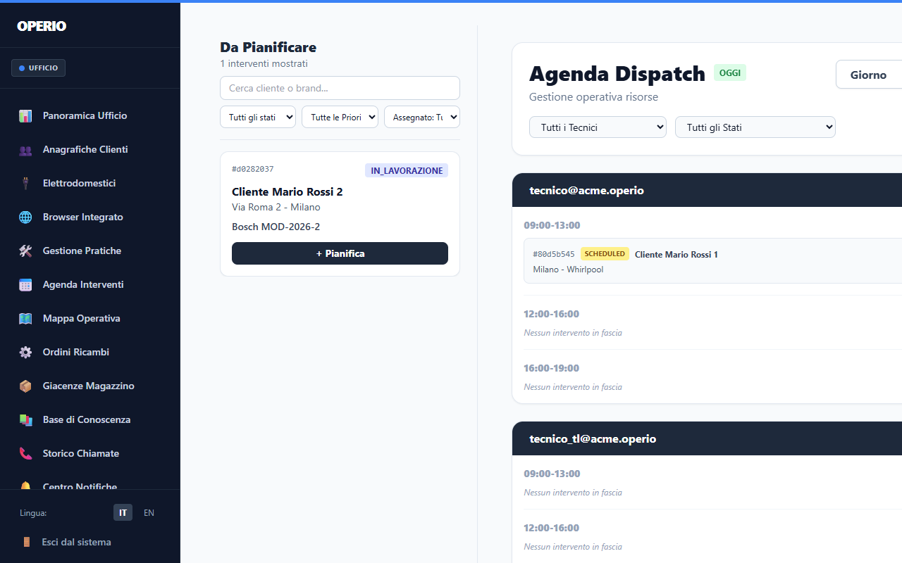 Agenda Dispatch Interventi